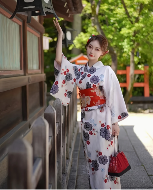 화환 축제 온천 여행용 가벼운 디자인의 일본 전통 여성 기모노 꽃무늬 목욕가운