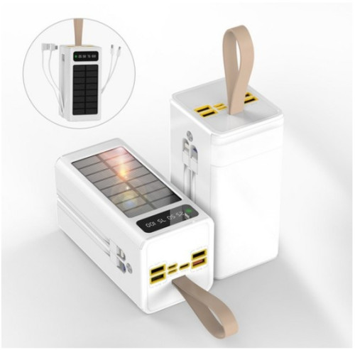 CCAGU 대용량 보조배터리 60000mAh 고속충전 태양광충전기 일체형 보조밧데리 멀티단자 차박 캠핑용 LED조명등